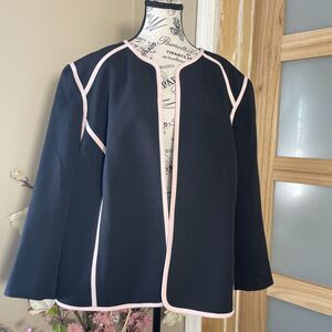 Jones Studio Separates Modern Woven Career Open Front Blazer Womens 20W Black